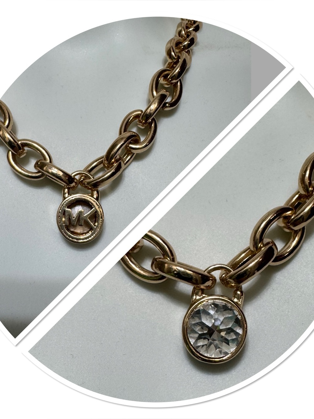 Michael Kors Logo Gold Tone Reversible Chunky Chain Link Necklace